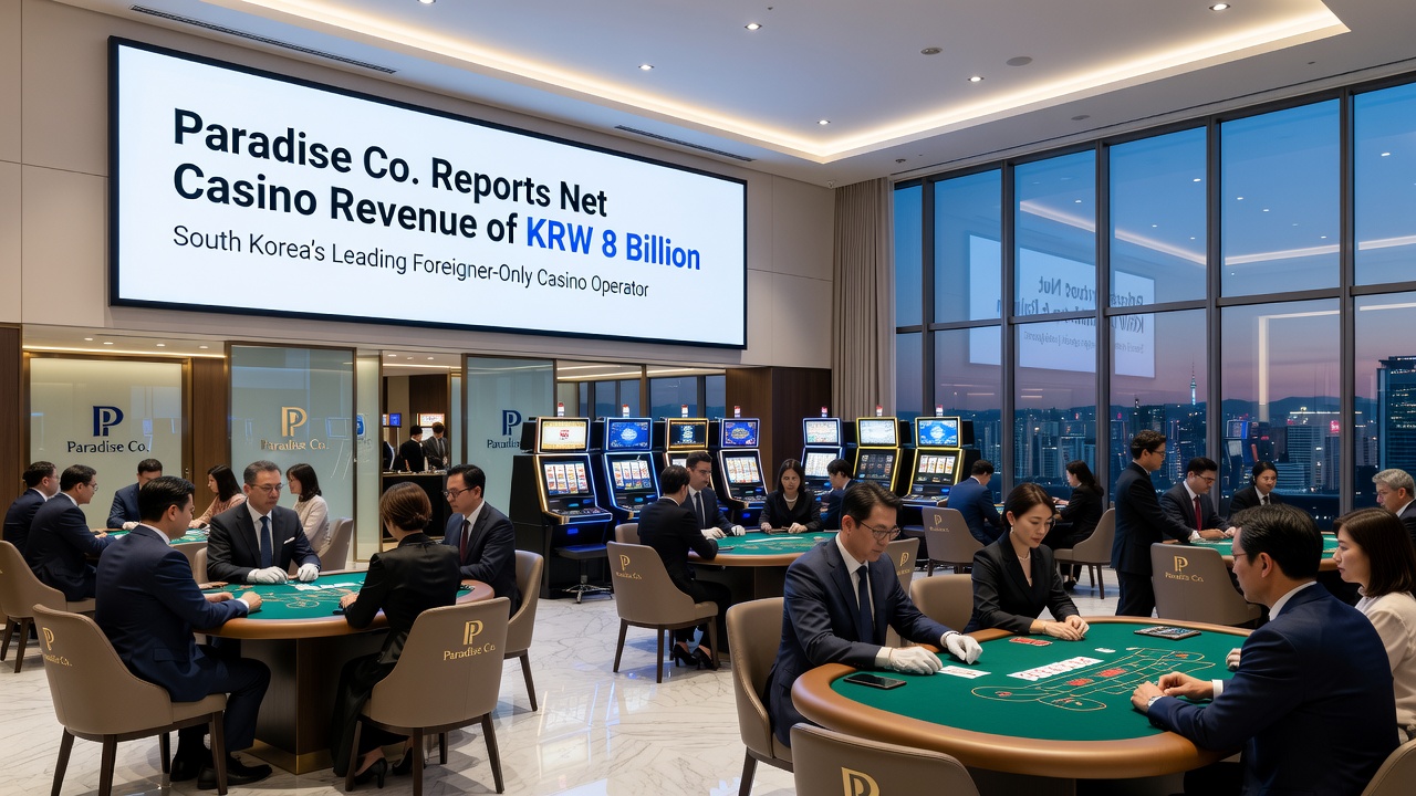 Interior gaming floor at Paradise casino with tables and slot machines in operation
